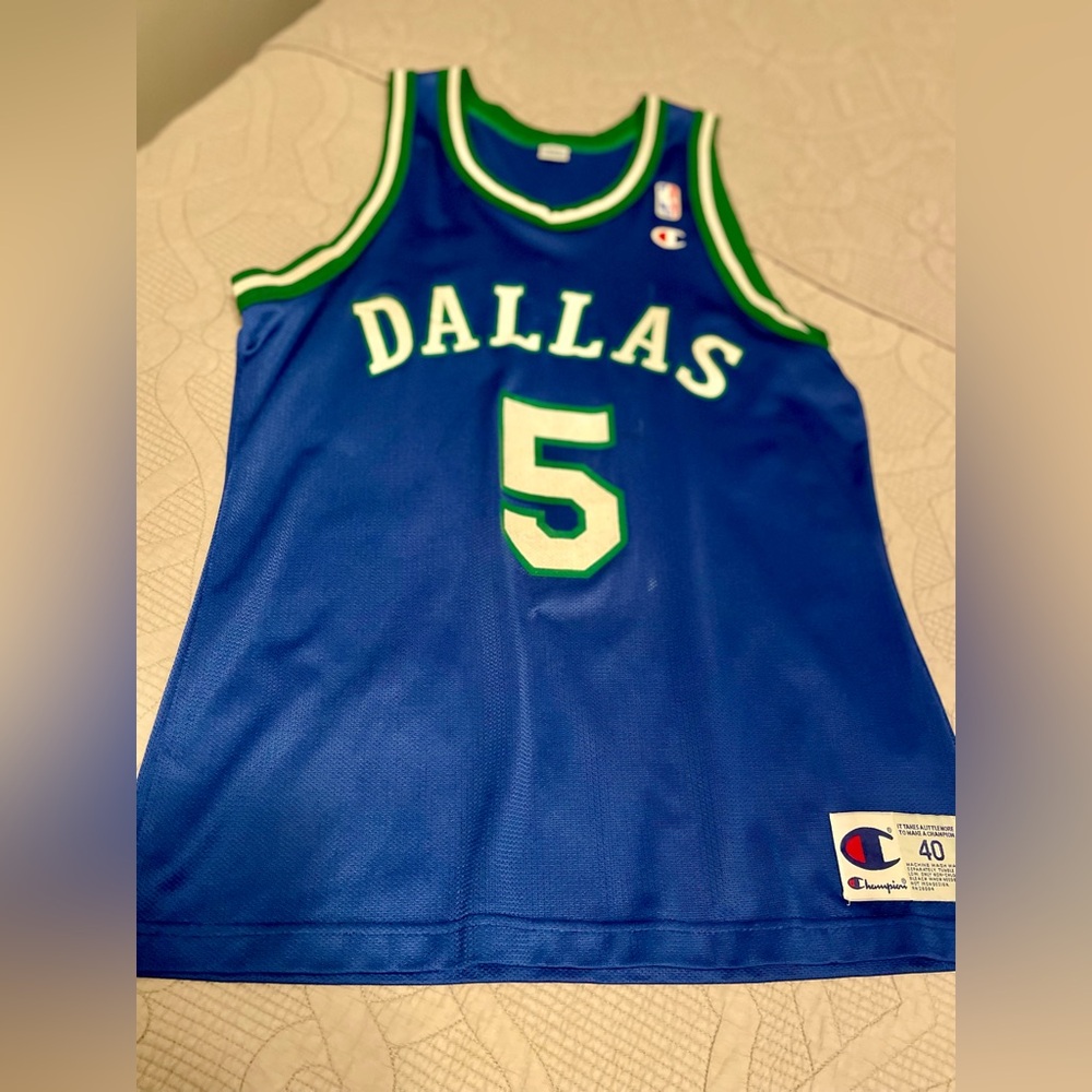 Jason Kidd Champion Blue Jersey with Green Accents